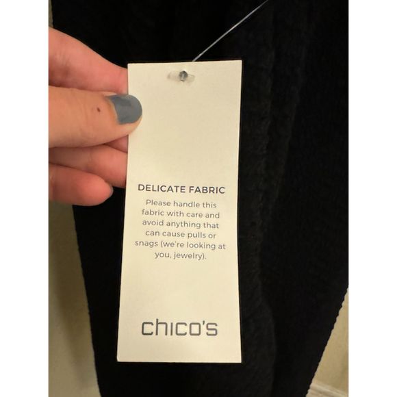 Chico's Scoop Neck Layered Ruffle Sleeves Black Dress Stretch - Sz 3 (XL/16) - Picture 8 of 16